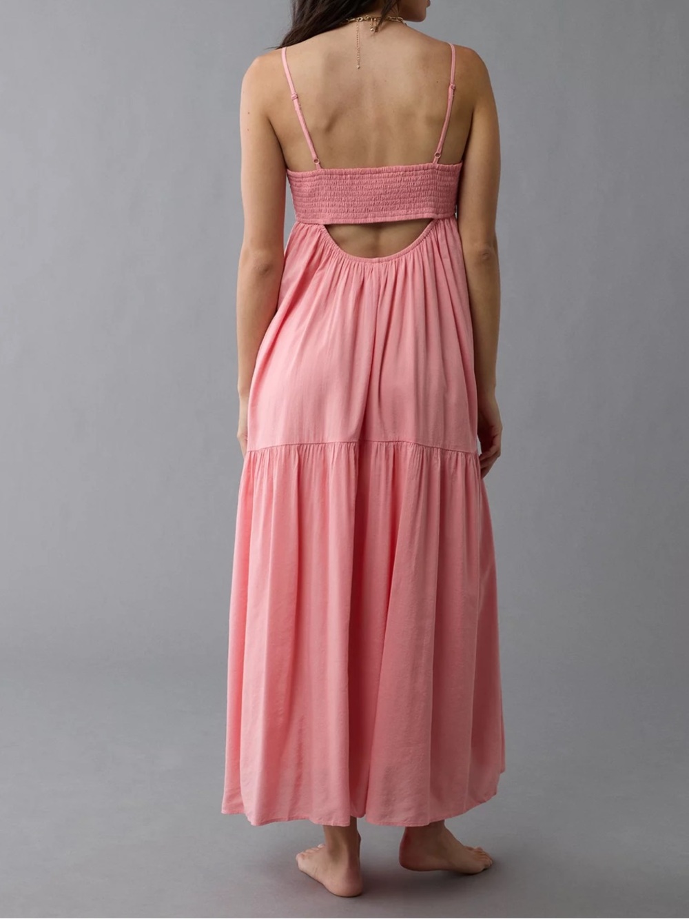 AE American Eagle Pintuck Babydoll Maxi Dress Sundress Breezy Comfortable Flow L